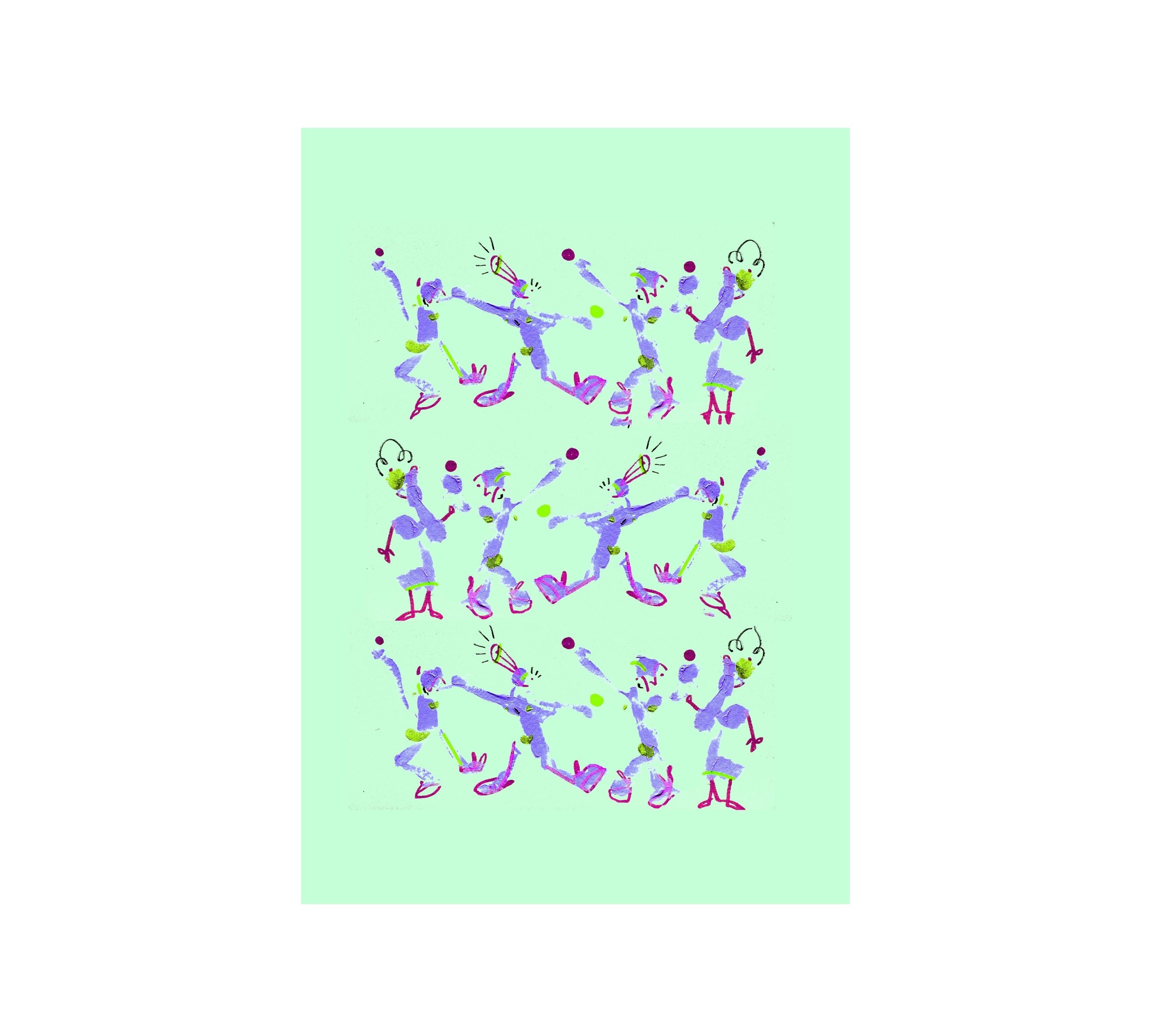 Multitude turquesa con morado