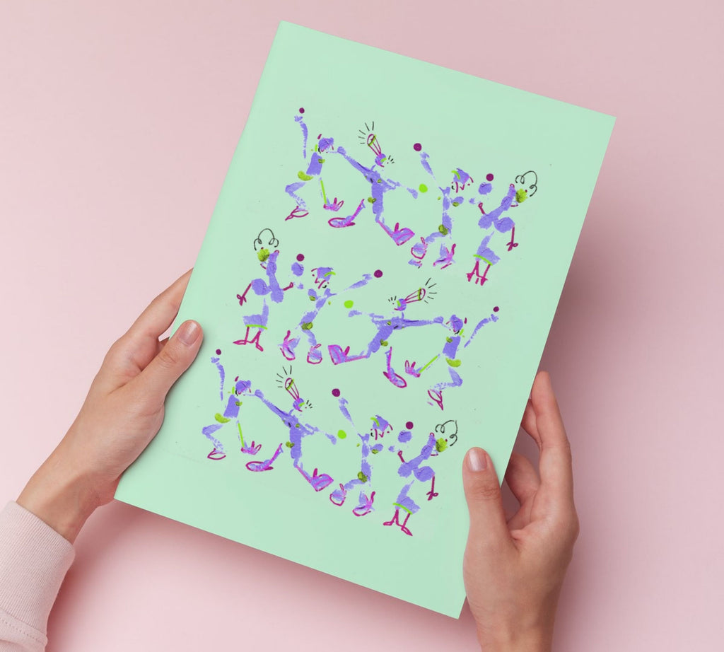 Multitude turquesa con morado