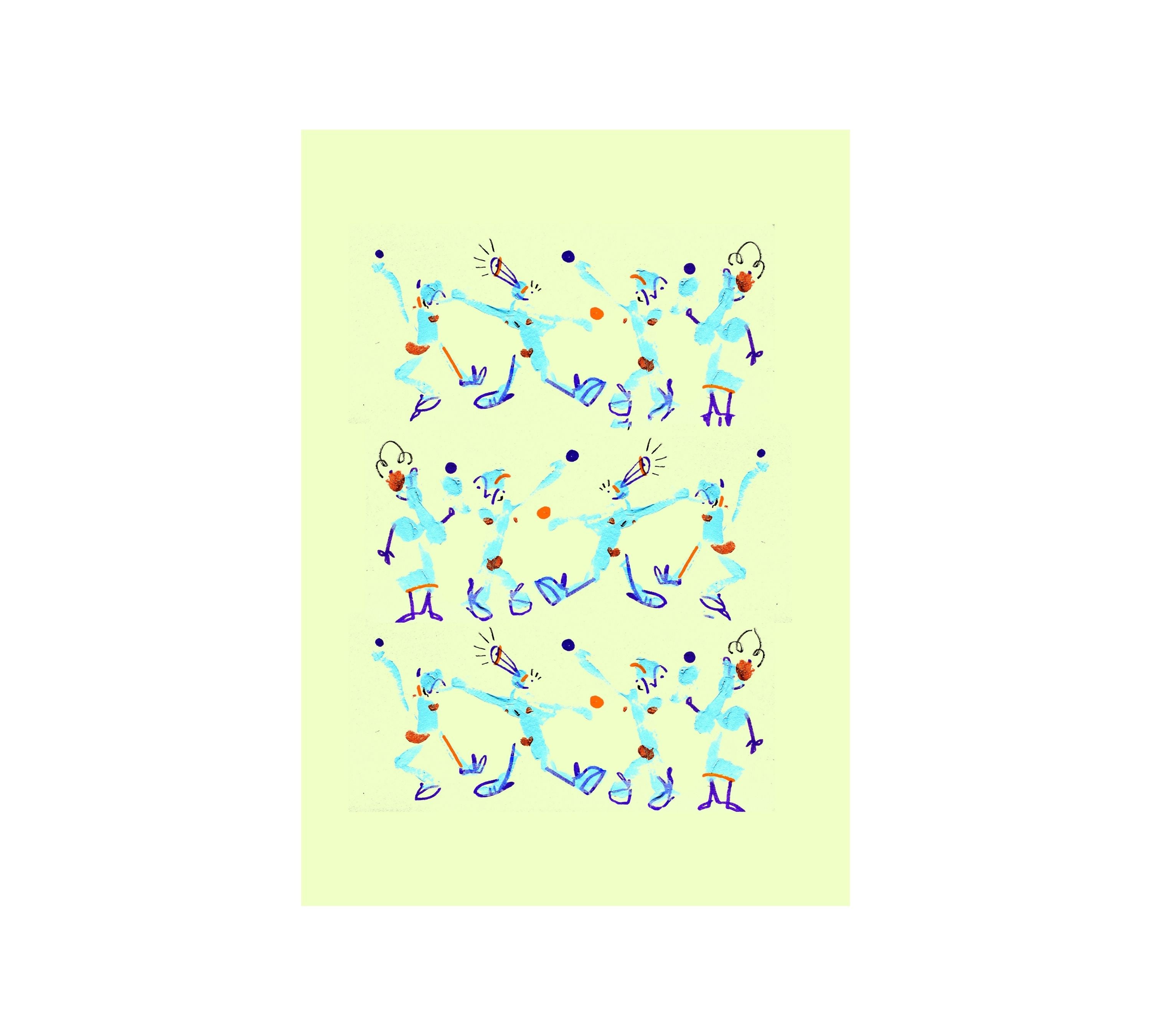 Multitude verde con azul